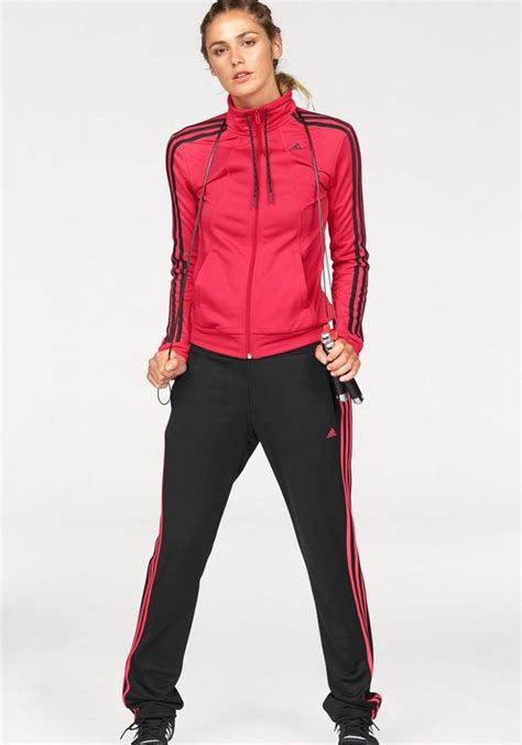 adidas damen anzug schwarz koralle